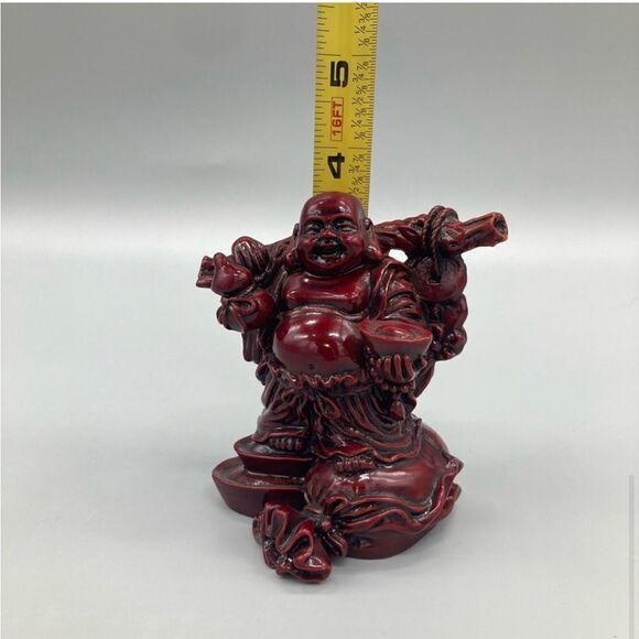 Vintage Red Resin Set 3 Laughing Buddha Collectible Figures Home Decor EUC - Picture 12 of 12